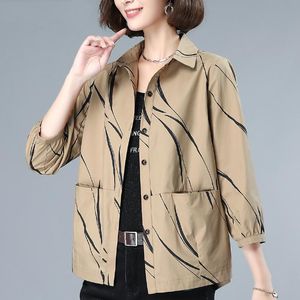 Chaquetas de mujer Mujeres de mediana edad delgada abrigo corto 2023 Moda de primavera Madre Nueve puntos Camisa Manga Chaqueta femenina Ropa suelta Tide H2459