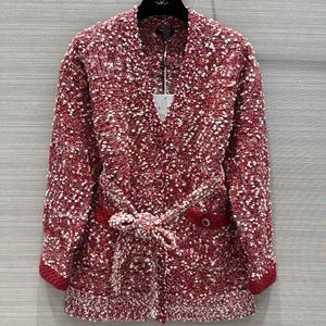 Vestes pour femmes Nanyou Haut de glues en laine Red Small Fragrant Vent à fleurs grossières Fleurée de la taille de la taille de la taille de la taille