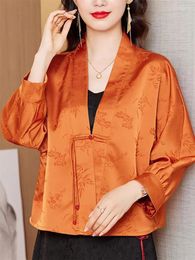 Damesjassen Nationale Stijl Retro Lantaarn Mouw Korte Jas Jacquard Imitatie Schijfgesp Chinese Vroege Herfst Top Jas Z2460