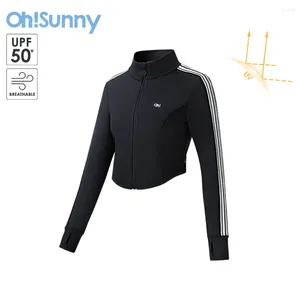 Vestes féminines ohsunny haute veste de course à la taille féminine protection uv slim robes d'extérieur antiv uv upf1000 randable respirante sports de plein air