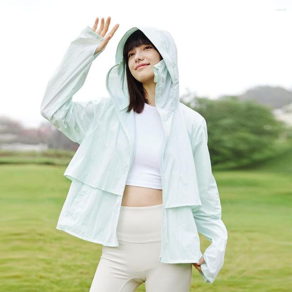 Chaquetas para mujeres ohsunny verano mujeres impermeables y anti-uv al aire libre fresco fría respirable upf50 ropa solar de doble propósito