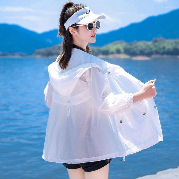 Chaquetas de Organza para mujer, cárdigan de verano con protección solar, chaqueta corta de seda brillante de manga larga, abrigo fino, ropa de béisbol con protección solar B37