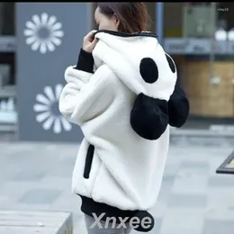 Vestes pour femmes manteaux d'extérieur mignon ours oreille panda à capuche chaude hivernale à capuche et femmes xnxee