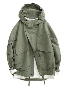 Chaquetas de mujer de gran tamaño ejército verde chaqueta de bombardero mujeres Harajuku manga larga cremallera abrigos mujer con capucha cordón suelto otoño femenino