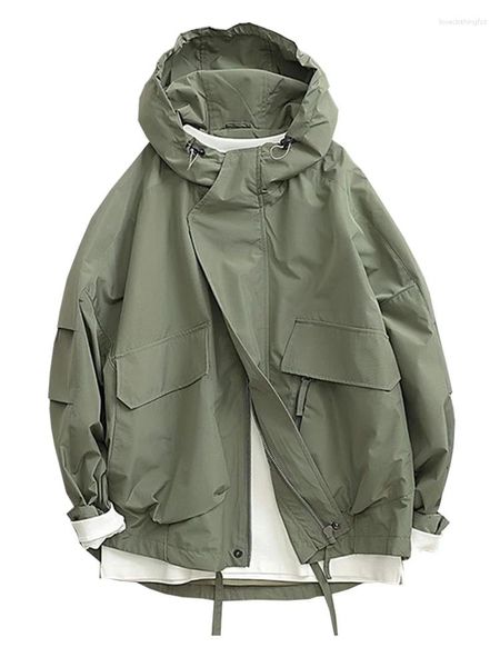 Chaquetas de mujer de gran tamaño ejército verde con capucha chaqueta de bombardero hombres mujeres harajuku manga larga cremallera sólido carga abrigos al aire libre suelto otoño