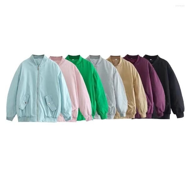 Chaquetas de mujer Bomber de gran tamaño para mujer, abrigo de manga larga con cremallera, chaqueta acolchada para mujer, Parkas cálidas de invierno, abrigos de 5 colores para mujer