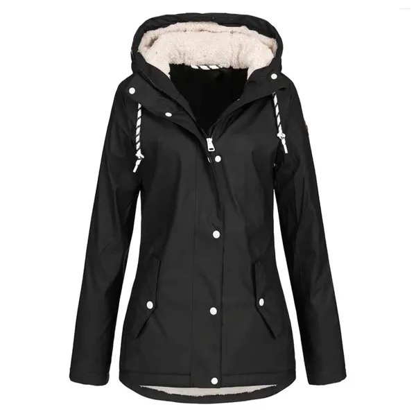 Chaquetas de gran tamaño para mujer, cortavientos para deportes al aire libre, chaqueta polar de nailon de Color sólido, impermeables con capucha para montañismo, prendas de vestir exteriores