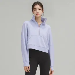 Paquete de chaquetas para mujer Correo Sra. Qiu Dong Agregue un abrigo de cuello alto deportivo de lana gruesa con media cremallera para el ejercicio de buceo de alta calidad
