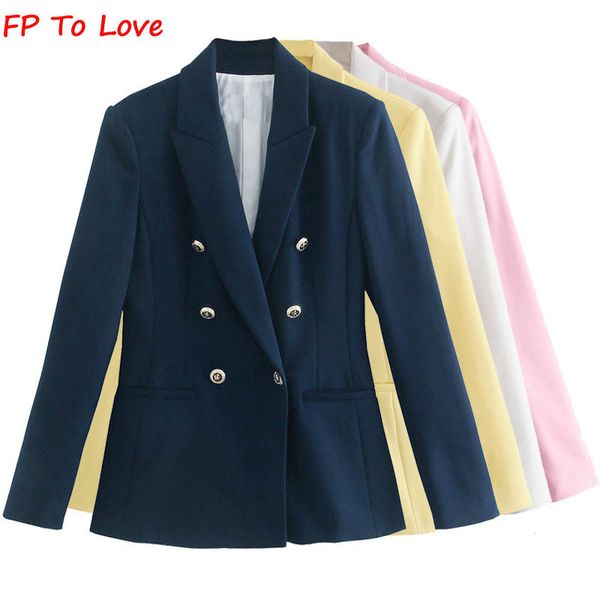 Chaquetas de mujer PF To Love Woman Casual Blazers Pink White FW Otoño Primavera Street Llegadas elegantes Botón recto Prendas de abrigo sólidas 230803