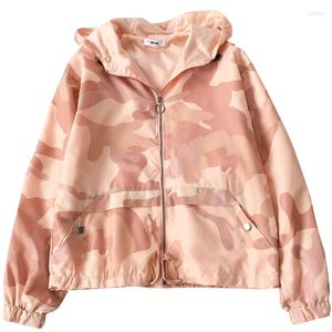 Vestes pour femmes Rose Camouflage Veste Femmes Printemps À Capuche Dames Manteau À Manches Longues Petit Ami Chic Mode Lâche Coupe-Vent Streetwear