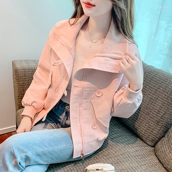 Jackets para mujeres Pink Coat Pinte Spring y Autumn Small Guy 2023 Age Reduciendo el hermoso cuello de muñeca de moda