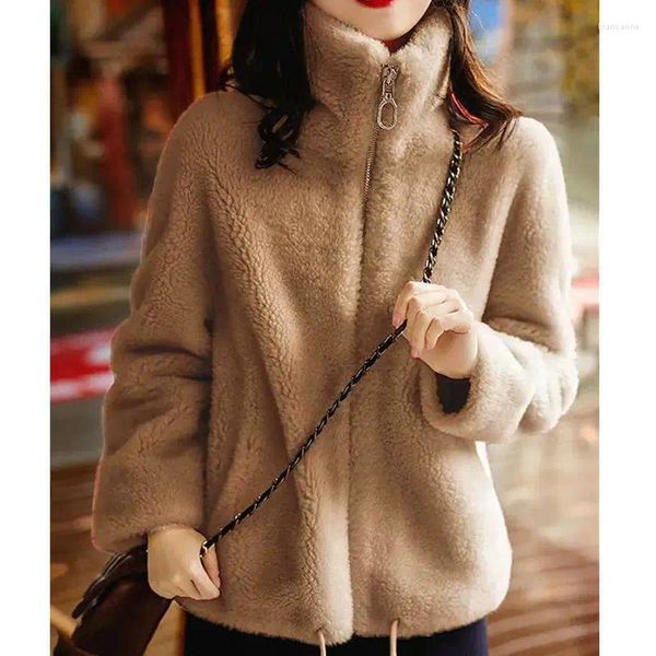 Chaquetas de mujer talla grande 8XL invierno chaqueta de lana polar felpa y espesacoat mujer moda caliente corto top2023 otoño w
