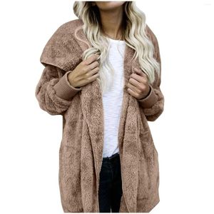 Vestes Femmes Plus Taille Femmes Hiver Manteau Chaud Veste Outwear Dames Cardigan Double Face Velours À Capuchon Mode Simple 2023