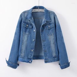 Damesjacks Pocket Short Jacket Korean Vintage Blue Jeans Tops Autumn Winter Fashion Denim For Women Loose Deskleding 29275