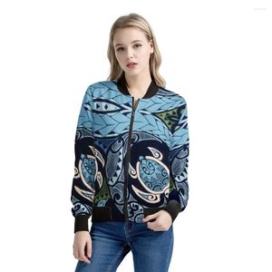 Damesjacks pod jas Polynesische Samoan tribale stijl aangepaste vrouwen met lange mouwen casual jas bovenkleding winddichte warme kleding