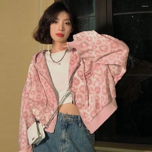 Vestes pour femmes Sweatshirs Pinks Sweatshirts Leopard Y2k Harajuku Sweat à capuche surdimension