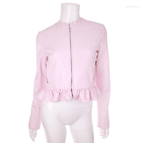 Chaquetas de mujer Princess Sweet Lolita Bobon21 Recomendar PINK Girl White Lace Leather Jacket Short C1519