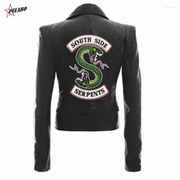 Vestes pour femmes pulabo rivière pU en cuir veste mode moto court-creux Southside serpents artificiel manteau