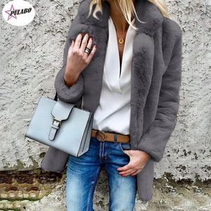 Damesjassen Pulalabo Lente Winter Winter Winter Winter Winter Winter Winter Vrouwen Casual faux bont jas dames elegant warme buitenverklaring jas vrouwelijke open steek kleding