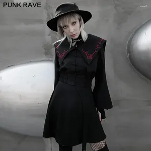 Vestes pour femmes punk rave gothique gothique quotidien noire de la marine noire brodée à manteau court collectionner la taille ouverte