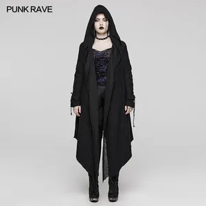 Damesjassen punk rave gotisch decadente gelaagde volledig open lange jas dubbele capuchon casual zwarte vrouwen kleding herfst/winter