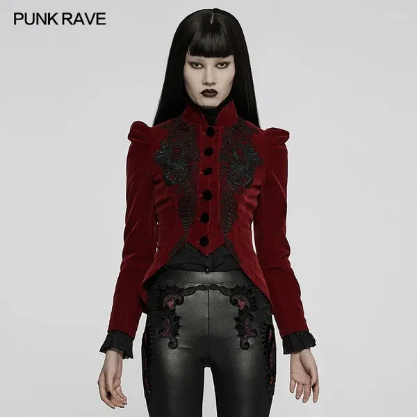 Jackets de mujer Punk Rave Gothic Weft Chaqueta de terciopelo Decoración de encaje exquisito Fashion Cava caliente ropa de mujer Spring/Autumn Outerwear