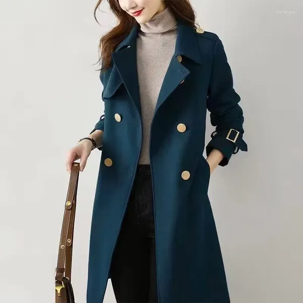 Jackets para mujeres Púrpuras Mujeres de gabardina larga Fashion Cinturón de doble pecho Slim Coats 2023 Spring Autumn Windbreaker