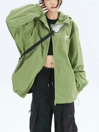 Chaquetas de mujer Qweek Y2K Chaqueta cortavientos verde Mujeres Hip Hop Techwear Black Abrigo impermeable Oversize Harajuku Street Boyfriend Red