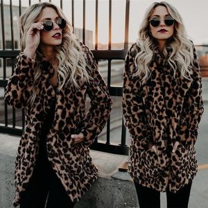 Chaquetas de mujer Ventas en tiempo real de piel sintética para la moda de invierno Chaqueta con estampado de leopardo de longitud media Abrigo largo para mujer