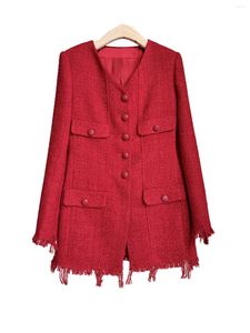 Vestes pour femmes Veste rouge mode haute personnalité exquise tempérament confortable 2024 automne et hiver 1225