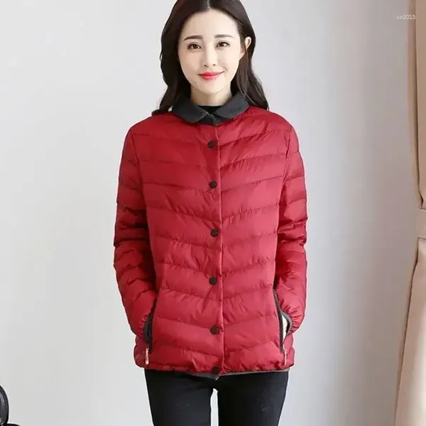 Chaquetas de mujer Abrigo acolchado acolchado rojo Patchwork Acolchado largo Acolchado grueso Abajo Mujer Abrigo Negro para mujeres Invierno Exterior Coreano 2024