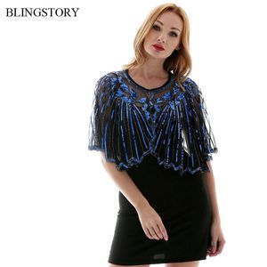 Vestes pour femmes Rétro Femmes Sequin Veste Mince Perspective Châle Shrug Top Perle Bouton Maille Broderie Dentelle Outwear Jaqueta Feminina