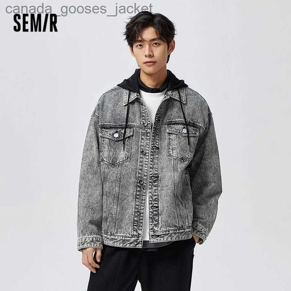 Vestes Femmes Semir Denim Manteau Hommes Printemps 2023 Cool Style Casual Rétro Street Campus Faux Deux Pièces À Capuche Lâche Veste L231208