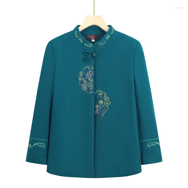 Vestes pour femmes, manteau en laine brodé court, veste pour dames, vêtements de dessus pour femmes d'âge moyen, élégante, printemps automne