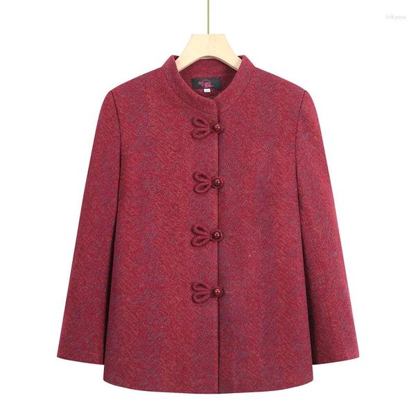 Jackets para mujeres Agrupación de lana corta para mujeres Elegante chaqueta Madre de mediana edad