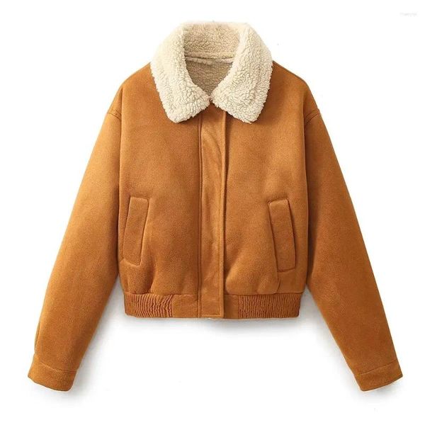 Chaquetas de mujer SLTNX Abrigo de invierno para mujeres Ropa de diseñador de lujo Ropa de otoño coreano Bomber Lana corta elegante