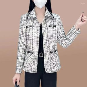 Vestes pour femmes Petites manteau parfumées printemps et automne 2024 jacquard jacquard veste à plaid lâche