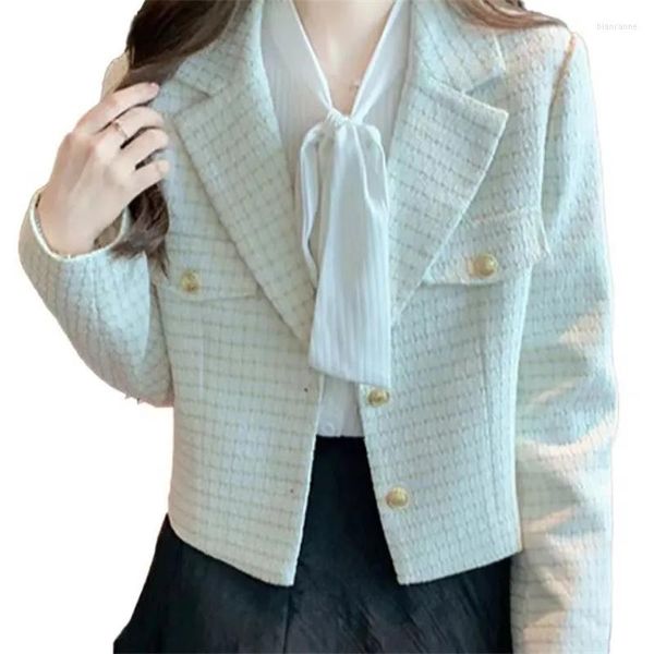 Chaquetas de mujer, Chaqueta corta con patrón de estilo de incienso pequeño para mujer, traje de primavera y otoño 2023, Tops, prendas de vestir exteriores ajustadas Vintage informales con temperamento