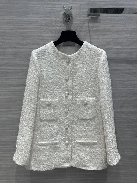 Vestes pour femmes manteau en Tweed doux col rond classique Version H de l'atmosphère avancée et A Sa! Grand tempérament de peau blanche
