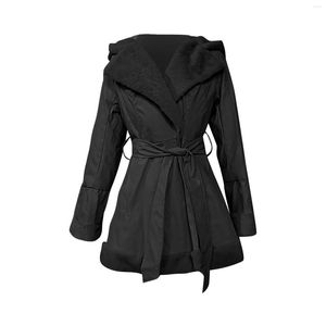 Damesjassen Effen kleur Imitatiejas Met capuchon Riem Slim Fit Winter Warm Damesjack Dolfijn Voor Dames Fleece Zip-ups