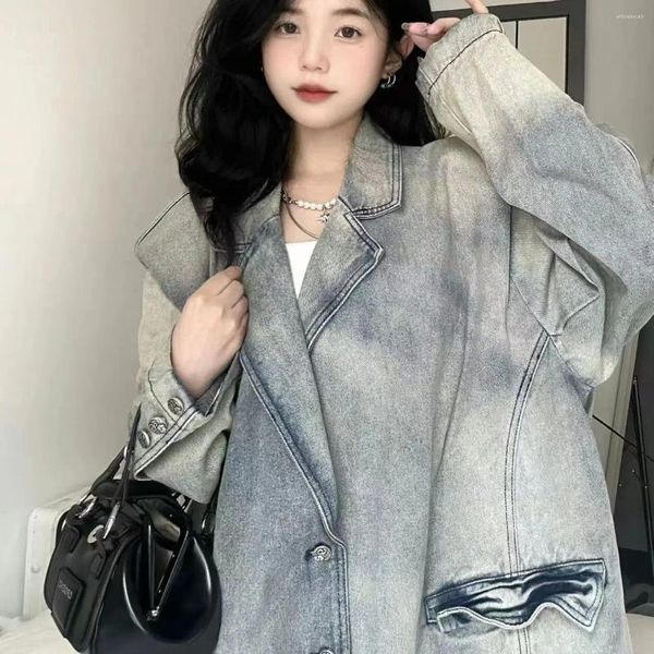 Vestes pour femmes Printemps et automne manteau lavé veste en jean femmes lâche sauvage décontracté vintage tendance nationale personnalité rue version coréenne