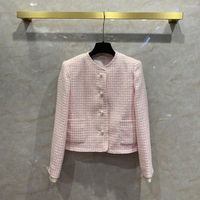 Vestes pour femmes printemps automne Designer femmes de haute qualité boutons de perles manteau en tweed F021