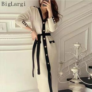 Vestes pour femmes printemps automne femmes col en v coréen tricoté Long Cardigan pull femme décontracté Kardigans pulls dames arrivée 2021