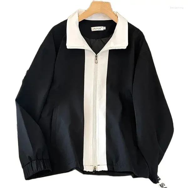 Vestes pour femmes M manteau d'été printemps 2024 mode lâche Black Blanc Centant la veste mince col carré