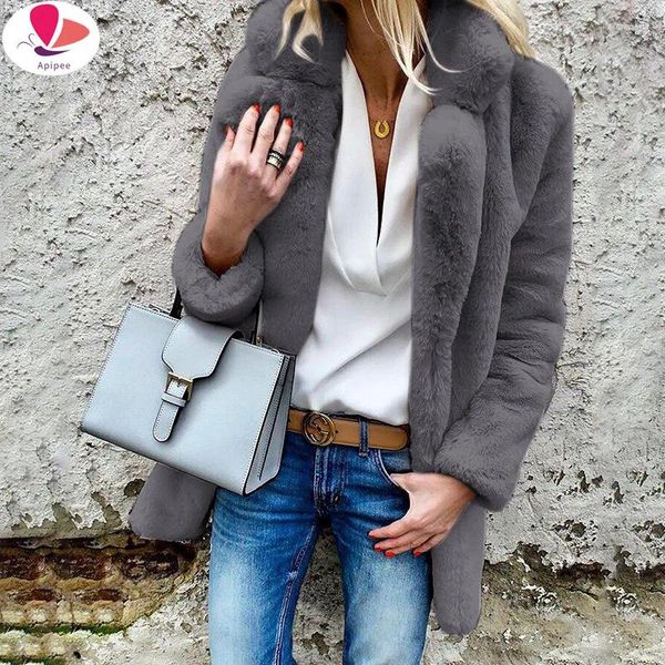 Jackets de mujeres Primavera Invierno Invierno Mujeres Faux Faux Fur Coat Damas Elegantes Sotas Cálidas Cálculo de gran tamaño