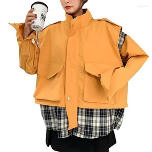 Vestes pour femmes printemps femmes veste Patchwork petit ami manteau femme Baggy décontracté jaune vert noir gris bleu dames Harajuku Streetwear