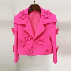 Dames Jackets Star Fluorescent Powder Series zware industrie 3D Flower Decoration Short Suit Coat