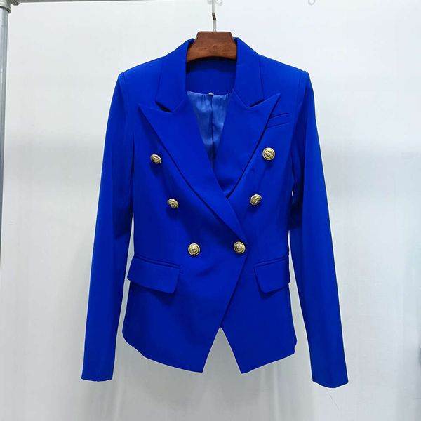 Women's Jackets Star Show Metal Lion Hebilla Hebilla de doble pecho Slim Tuito pequeño Agrupo corto azul real