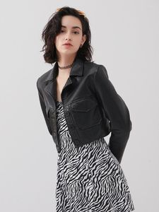 Vestes pour femmes Streetwear femme noir Pu Faux cuir veste courte printemps automne simple boutonnage hauts vêtements d'extérieur pour dames
