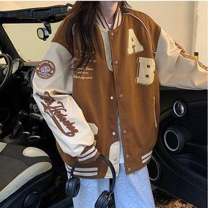 Damesjassen Streetwear Jas Trendy Geborduurd Paar Baggy Amerikaanse Baseball Jersey 2023 Koreaanse Mode Lente Jas Voor Mannen